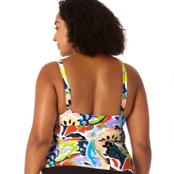 Plus Size Kashmir Paisley Retro Twist Tankini Top Swimsuit, swimwear - Picture 5 of 10